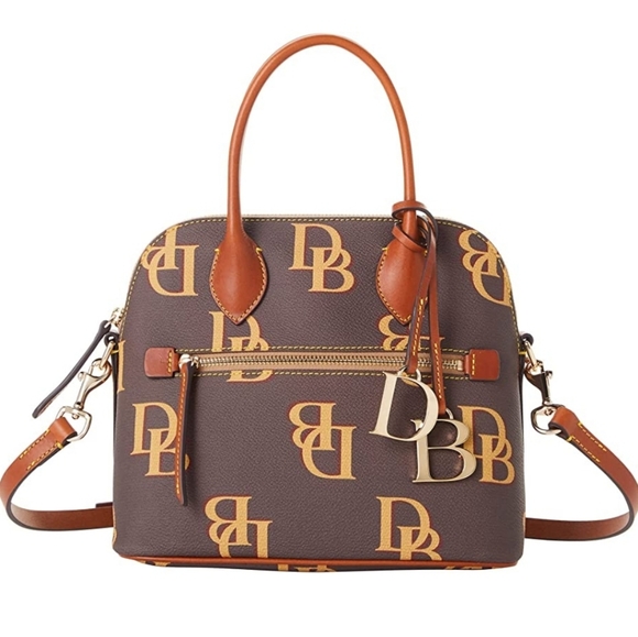 New Dooney & Bourke Monogram Domed Satchel - Brown Tmoro - Picture 1 of 9